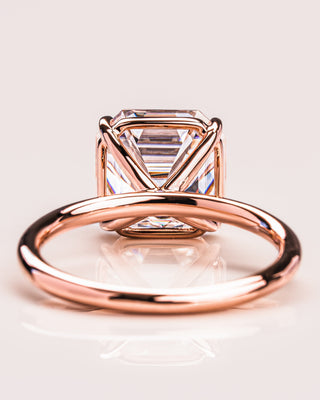 3.2 CT Asscher Solitaire Moissanite Engagement Ring - violetjewels
