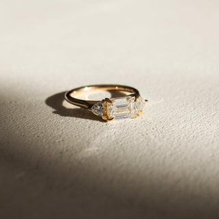 1.0 CT Emerald E/VS1 CVD Diamond Three Stone Style Engagement Ring - violetjewels