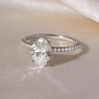 1.0 -3.0 CT Oval CVD Diamond Pave Style Engagement Ring