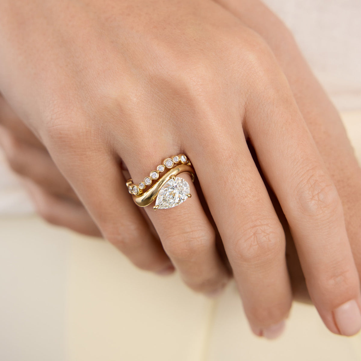 0.50 TCW Round Lab Grown Diamond Bezel Wedding Band
