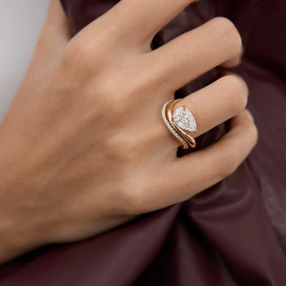 1.0 -3.0 CT Pear Shaped Lab Grown Diamond Unique Style Engagement Ring