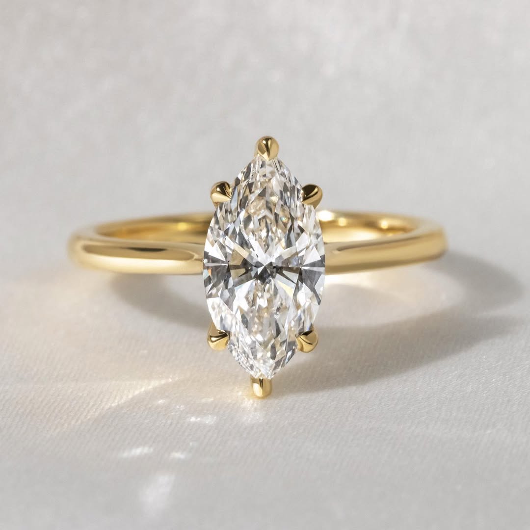 1.0- 3.50 CT Marquise Lab Grown Diamond Hidden Halo Style Engagement Ring