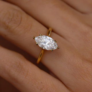 1.5 CT Marquise G/VS1 CVD Diamond Hidden Halo Style Engagement Ring