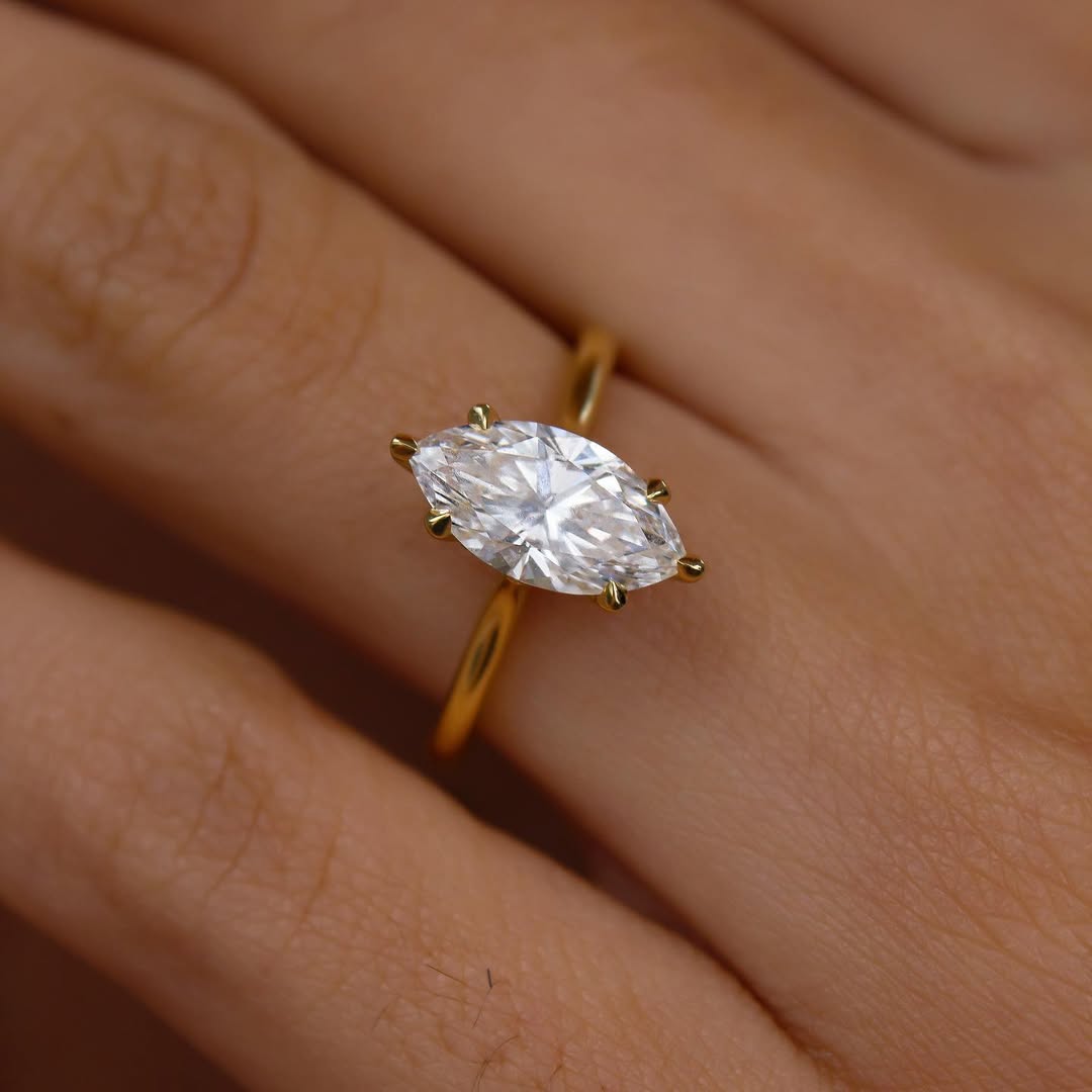 1.0- 3.50 CT Marquise Lab Grown Diamond Hidden Halo Style Engagement Ring