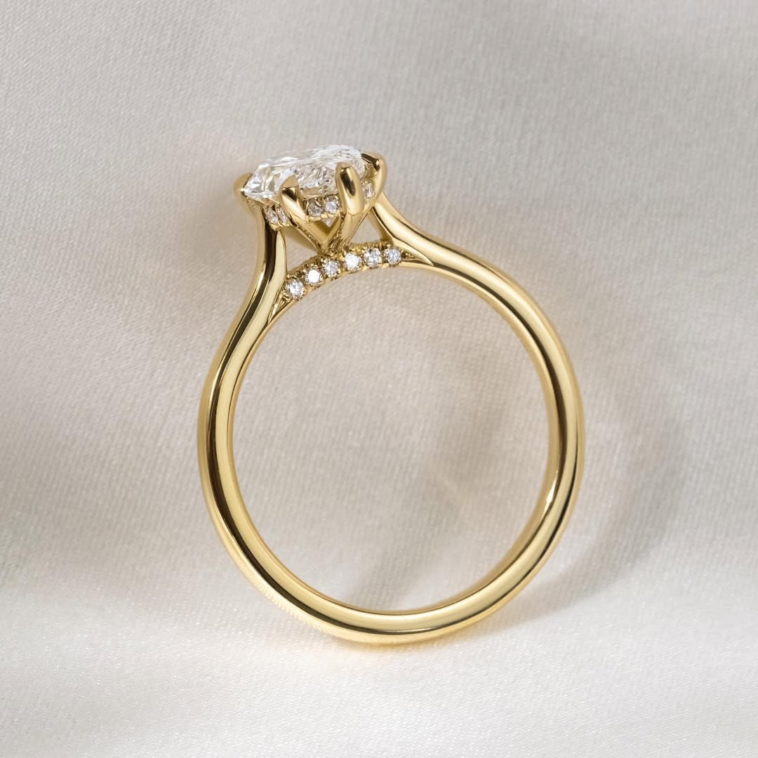 1.0- 3.50 CT Marquise Lab Grown Diamond Hidden Halo Style Engagement Ring