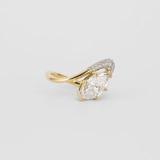 1.0 - 3.0 CT  Marquise Lab Grown Diamond Pave Engagement Ring