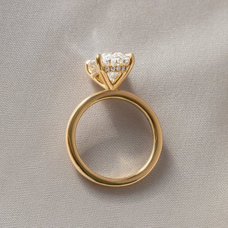 1.0-3.0 CT Oval CVD Diamond Half Hidden Halo Style Engagement Ring