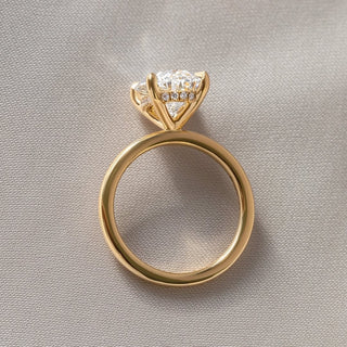 1.0-3.0 CT Oval CVD Diamond Half Hidden Halo Style Engagement Ring