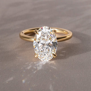 1.0-3.0 CT Oval CVD Diamond Half Hidden Halo Style Engagement Ring