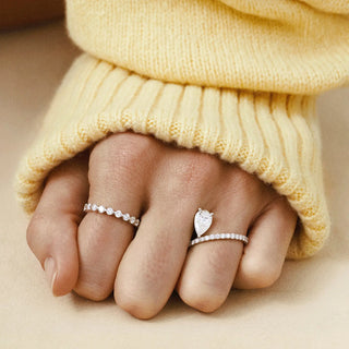 1.20-3.50 CT Pear Shaped Lab Grown Diamond Unique Engagement Ring