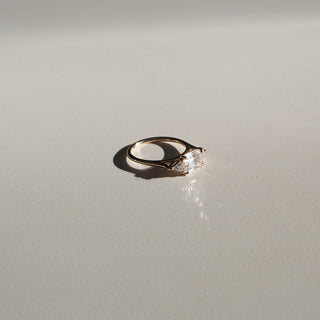 1.0 CT Emerald E/VS1 CVD Diamond Three Stone Style Engagement Ring - violetjewels