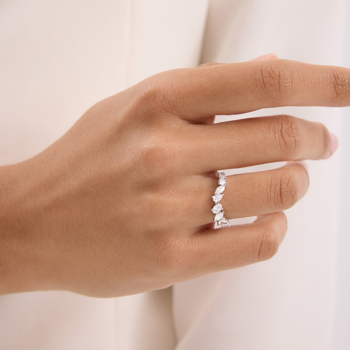 1.0 TCW Oval & pear Lab grown Diamond Unique Wedding Band