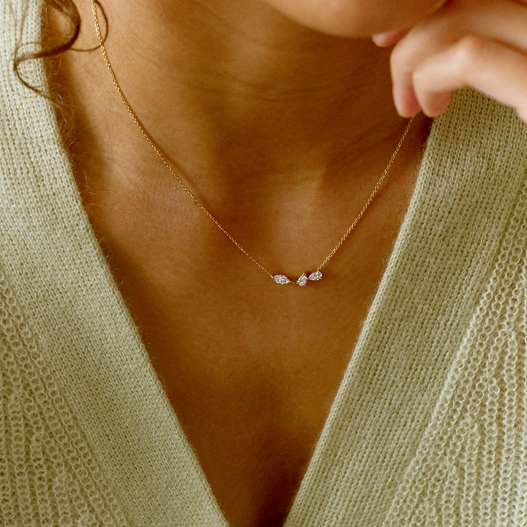 0.48 TCW Pear & Marquise Moissanite Diamond Multi Stones Pendent Necklace - violetjewels