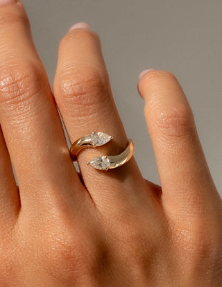 0.80 TCW Pear Lab Grown  Diamond Open Wedding Wedding Band