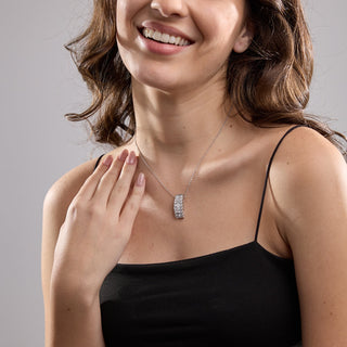 3.0 TCW Round & Baguette Moissanite Diamond Pendant Necklace - violetjewels