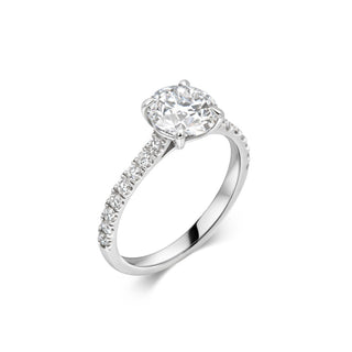 1.5 ct Round F- VVS1 Diamond Pave Moissanite Engagement Ring