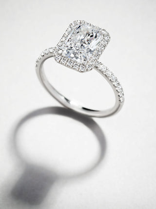 Halo Ring with 2.0 CT Radiant Cut Moissanite - violetjewels