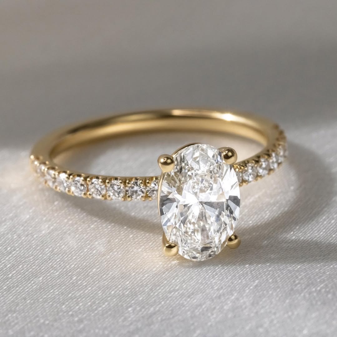 1.2 - 3.2 CT Oval Lab Grown Diamond Pave Style Engagement Ring