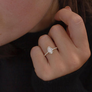 1.2 CT Oval E/VS2 CVD Diamond Pave Style Engagement Ring