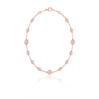 0.24 TCW Round Moissanite Diamond Bezel Style Necklace - violetjewels