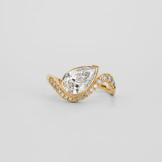 1.51 - 2.50 CT Pear Lab Grown Diamond Unique Pave Engagement Ring