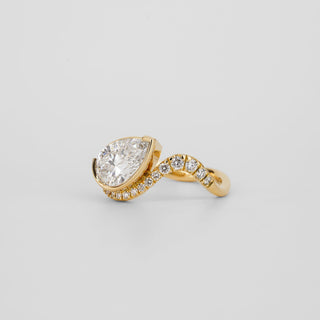 1.51 - 2.50 CT Pear Lab Grown Diamond Unique Pave Engagement Ring