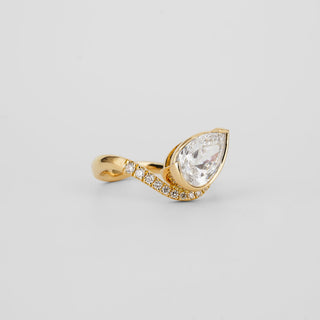 1.51 - 2.50 CT Pear Lab Grown Diamond Unique Pave Engagement Ring