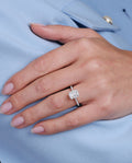 Halo Ring with 1.0 CT Radiant Cut Moissanite - violetjewels