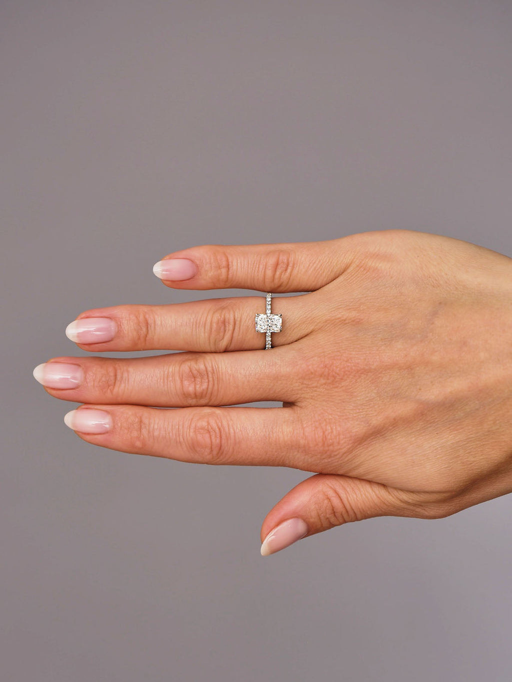 Hidden Halo Ring with 2.0 CT Radiant Cut Moissanite - violetjewels