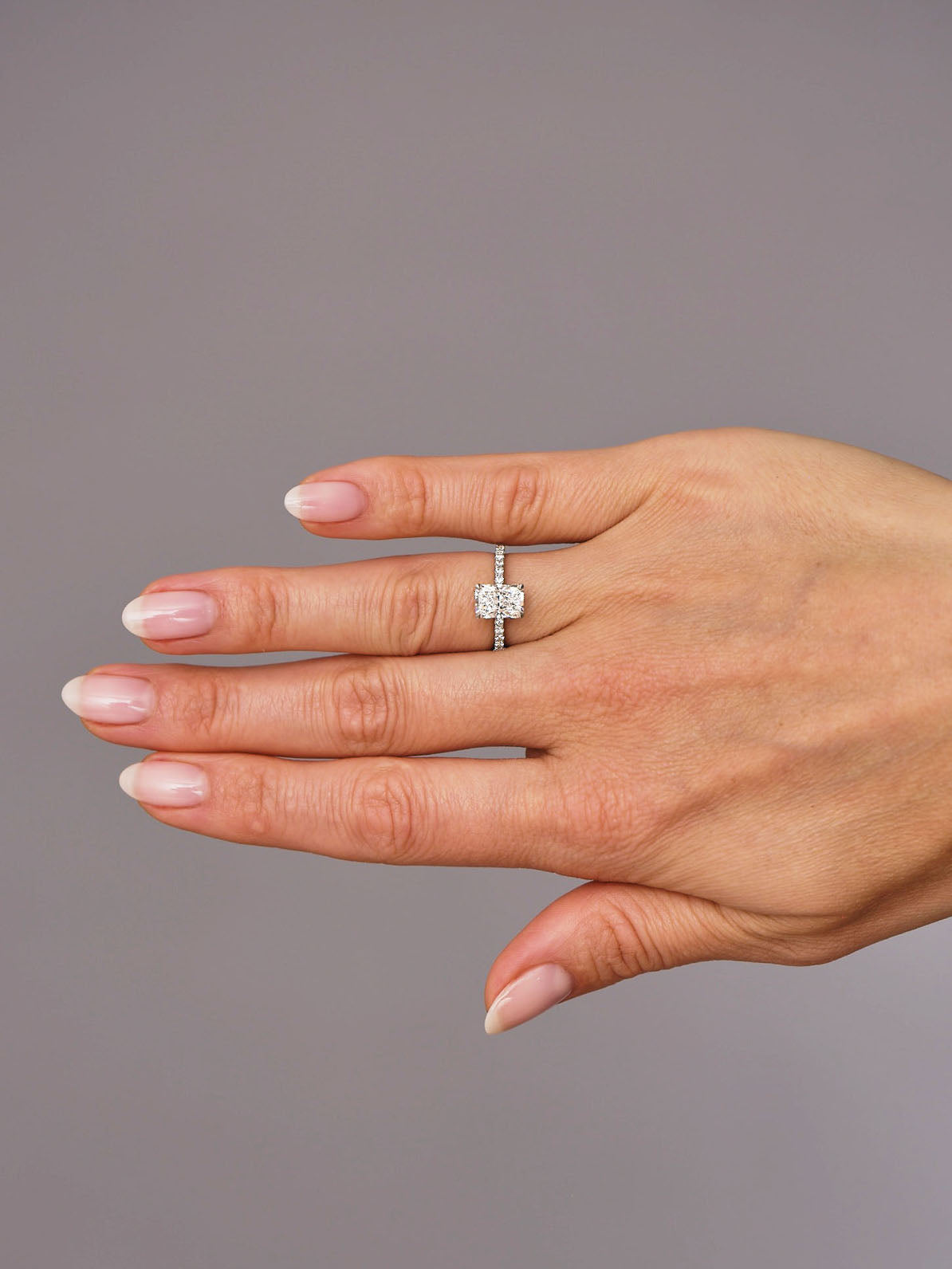 Hidden Halo Ring with 2.0 CT Radiant Cut Moissanite - violetjewels