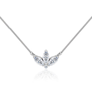 0.32 TCW Round & Marquise Moissanite Diamond Petal Style Necklace - violetjewels