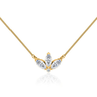 0.32 TCW Round & Marquise Moissanite Diamond Petal Style Necklace - violetjewels