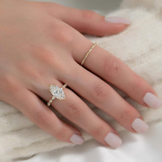 2.5-4.5 CT Marquise Lab Grown Diamond Pave Engagement Ring