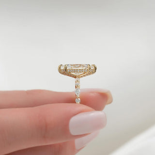 2.5-4.5 CT Marquise Lab Grown Diamond Pave Engagement Ring