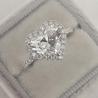 2.0 CT Heart Cut Halo Style Moissanite Engagement Ring - violetjewels