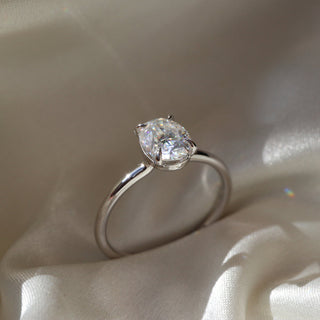 Solitaire Ring with 1.50 CT Oval Moissanite - violetjewels