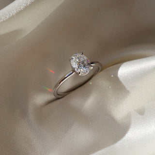 Solitaire Ring with 1.50 CT Oval Moissanite - violetjewels