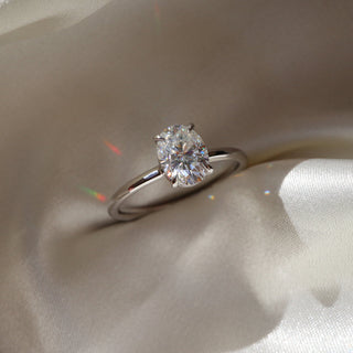 Solitaire Ring with 1.50 CT Oval Moissanite - violetjewels