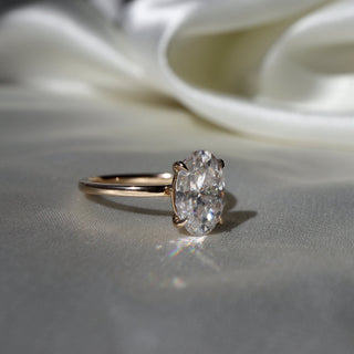 Solitaire Ring with 3.0 CT Oval Moissanite - violetjewels