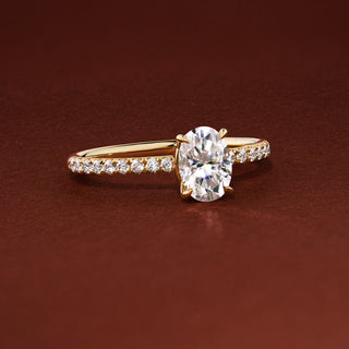 Solitaire Ring with 1.50 CT Oval Moissanite - violetjewels