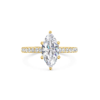 2 ct Marquise F- VS1 Diamond Pave Moissanite Engagement Ring