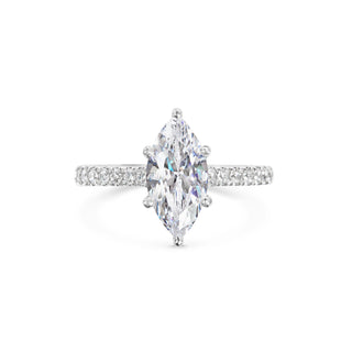 2 ct Marquise F- VS1 Diamond Pave Moissanite Engagement Ring