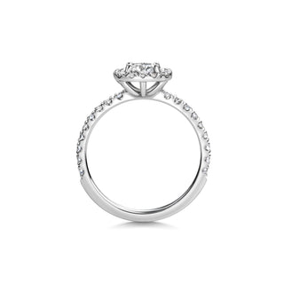 0.6 ct Cushion F- VS1 Diamond Halo & Pave Engagement Ring