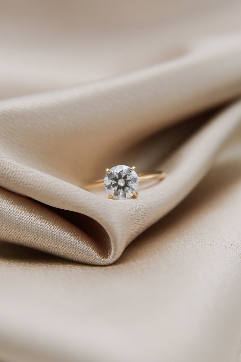 Solitaire Ring with 2.0 CT Round Cut Moissanite - violetjewels