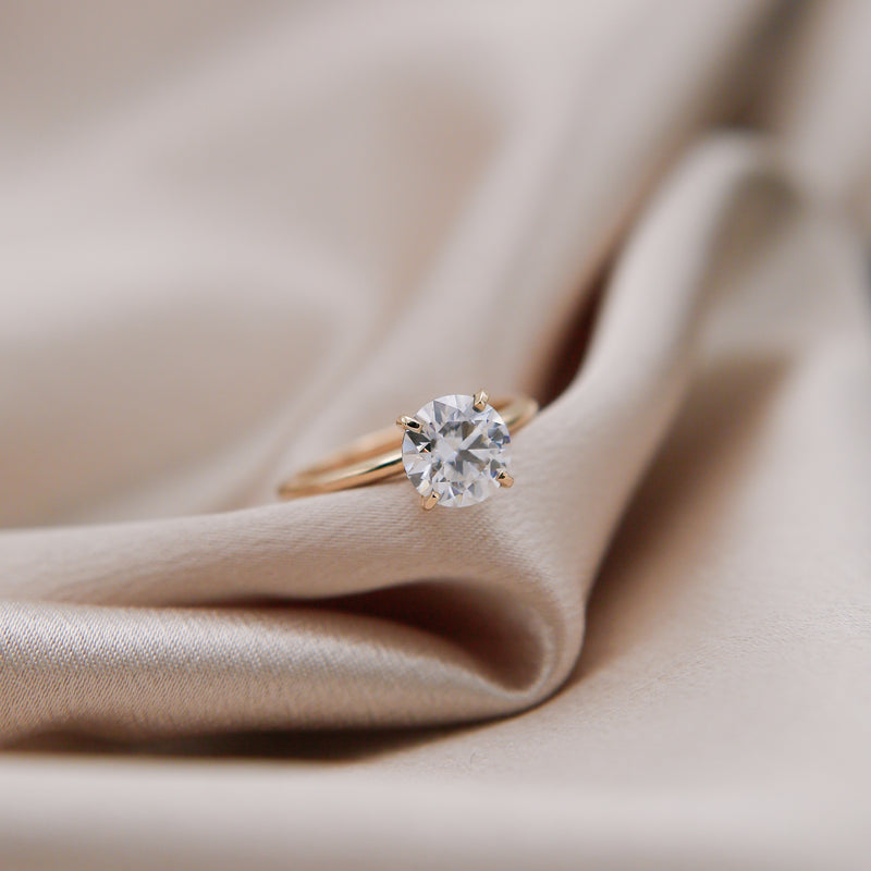 Solitaire Ring with 2.0 CT Round Cut Moissanite - violetjewels