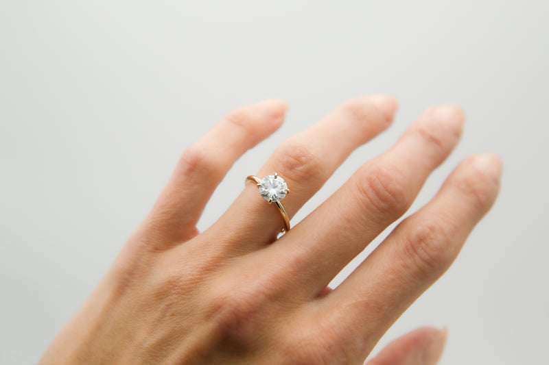 Solitaire Ring with 2.0 CT Round Cut Moissanite - violetjewels