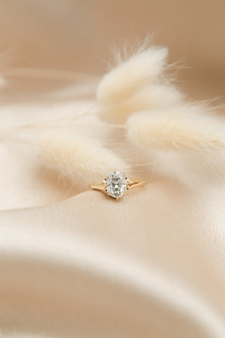 Solitaire Ring with 2.0 CT Oval Cut Moissanite - violetjewels