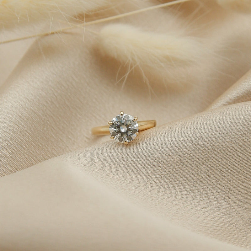Solitaire Ring with 1.50 CT Round Cut Moissanite - violetjewels