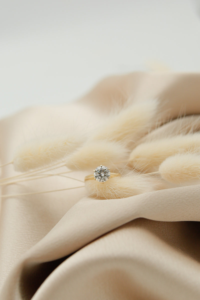 Solitaire Ring with 1.50 CT Round Cut Moissanite - violetjewels