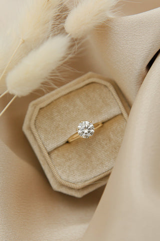 Solitaire Ring with 1.50 CT Round Cut Moissanite - violetjewels